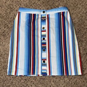 Brooks Brothers Skirt Women's Sz 4 Multi Stripe Short A Line Button Up New